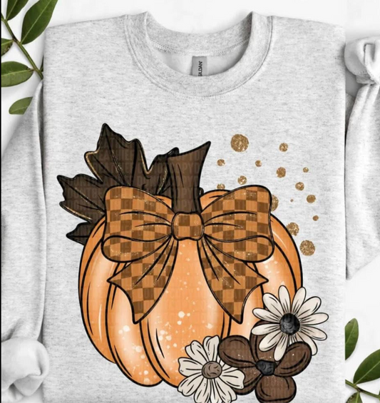 Checkered Bow Pumpkin