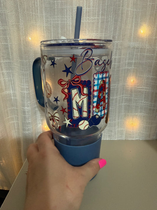 Baseball Mama 30 Oz Glass