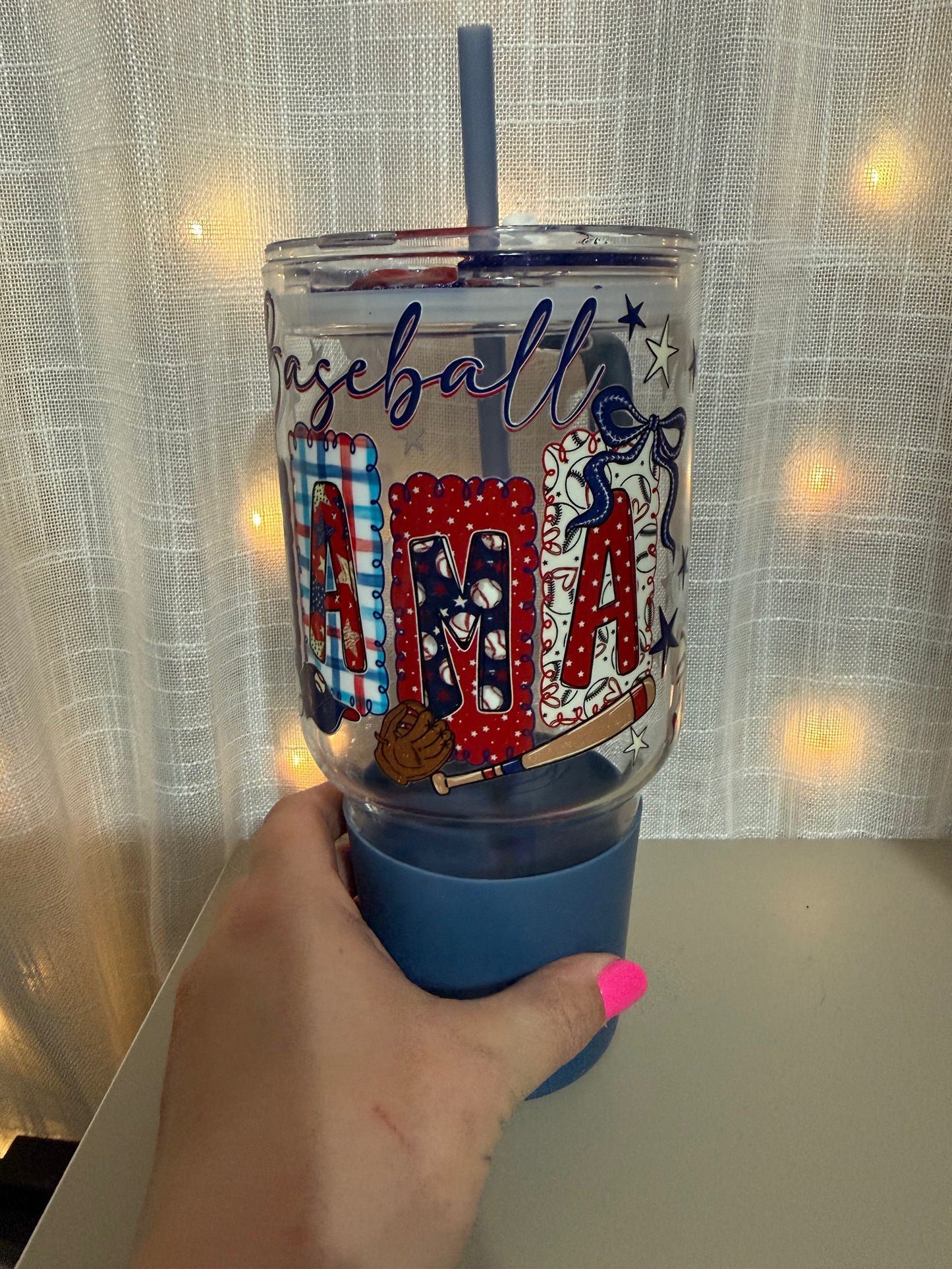 Baseball Mama 30 Oz Glass