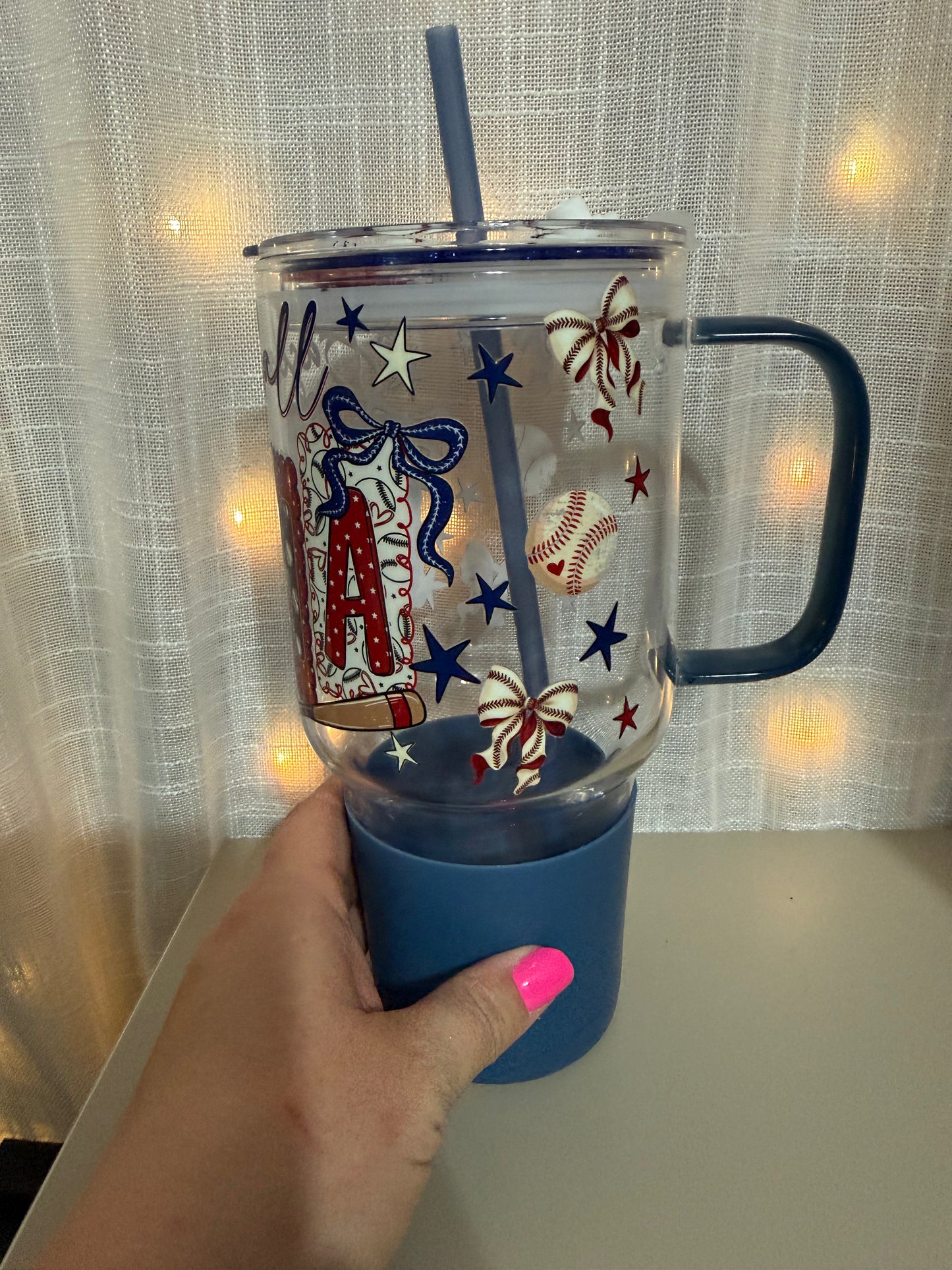 Baseball Mama 30 Oz Glass