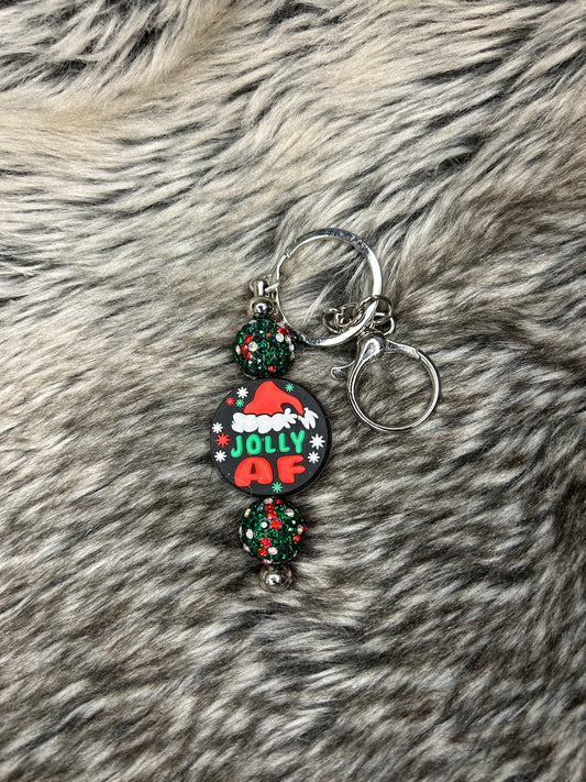 Jolly AF Beaded Keychain